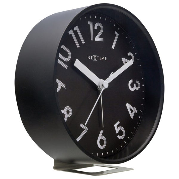 NeXtime Reflect Plastic 12.5x13cm Analogue Desk Alarm Clock w Night Light Black Carousel 2
