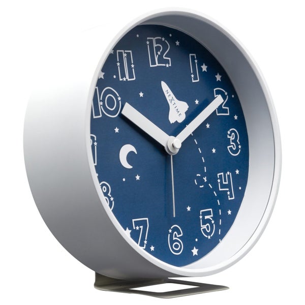 NeXtime Rocket Plastic 12.5x13cm Analogue Alarm Clock Silent w Night Light Blue Carousel 2