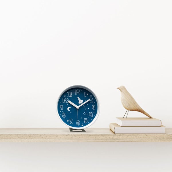 NeXtime Rocket Plastic 12.5x13cm Analogue Alarm Clock Silent w Night Light Blue Carousel 8
