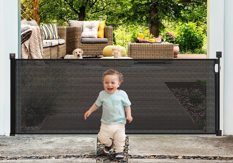Retractable Baby Gate Pet Safety Dog Cat Fence Enclosure Safe Guard for Stairs Carousel 1