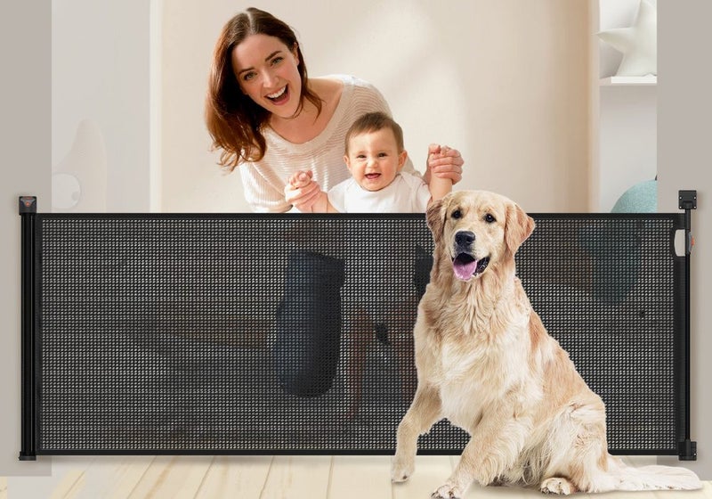 Retractable Baby Gate Pet Safety Dog Cat Fence Enclosure Safe Guard for Stairs Carousel 2