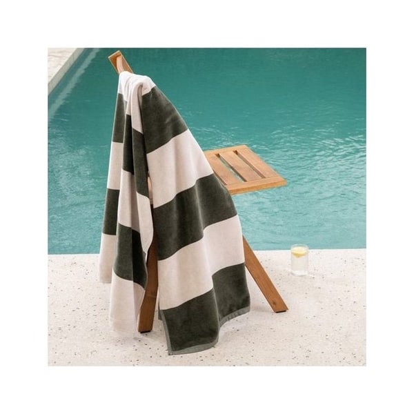 Canningvale Sorrentina Velour 160cm Summer Cotton Outdoor Beach Towel Cala Olive Carousel 3