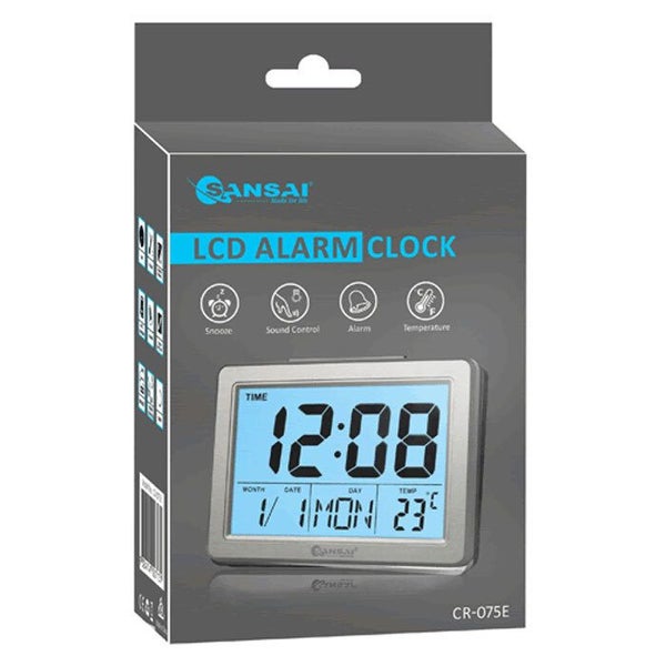 Sansai LCD Digital Alarm Clock Date Temp Blue Backlight 12 24Hr Assorted 13.8cm Carousel 2