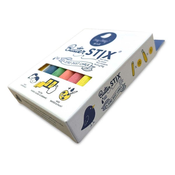12PK Jaq Jaq Bird ButterStix Non-Toxic Coloured Chalk w Holder Art Drawing 3y+ Carousel 2