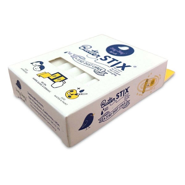 12PK Jaq Jaq Bird ButterStix Non-Toxic White Chalk w Holder Art Drawing 3y+ Carousel 2