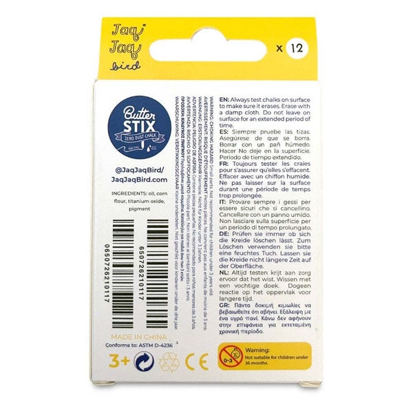 12PK Jaq Jaq Bird ButterStix Non-Toxic White Chalk w Holder Art Drawing 3y+ Carousel 3