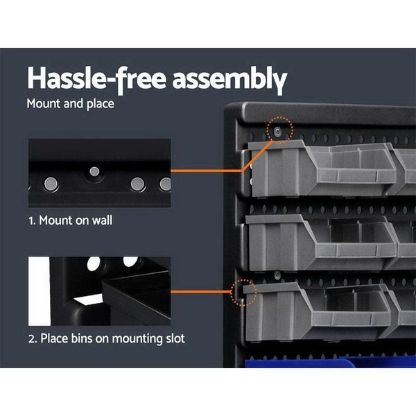 Goslash Picks Giantz 60 Bin Wall Mounted Rack Storage Tools Garage Organiser ... Carousel 7