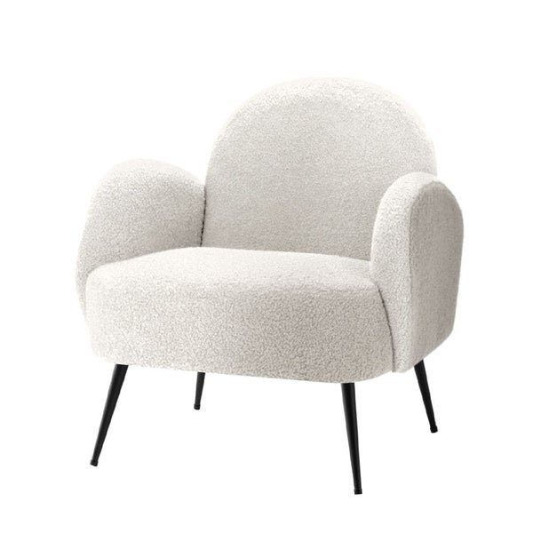 Armchair Lounge Chair Armchairs Accent Arm Chairs Sherpa Boucle White Carousel 1