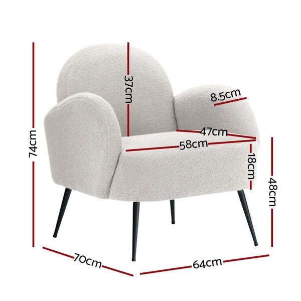 Armchair Lounge Chair Armchairs Accent Arm Chairs Sherpa Boucle White Carousel 2