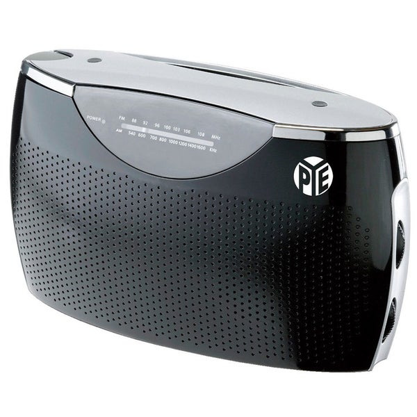 PYE Black Portable AM-FM Radio Speaker w 3.5mm Aux in AC DC Battery Powered Carousel 1