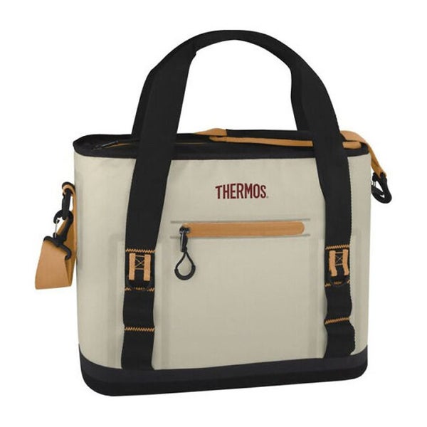 Thermos Trailsman Portable Insulated Travel Camping 24 Can Cooler Bag Cream Tan Carousel 1