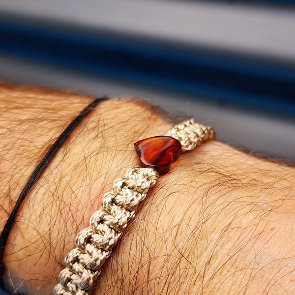 Natural Baltic Amber Heart Macrame Bracelet Carousel 8
