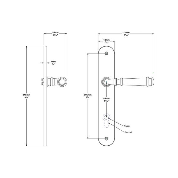 Iver Verona Door Lever on Oval Backplate Privacy Kit with Turn Carousel 2