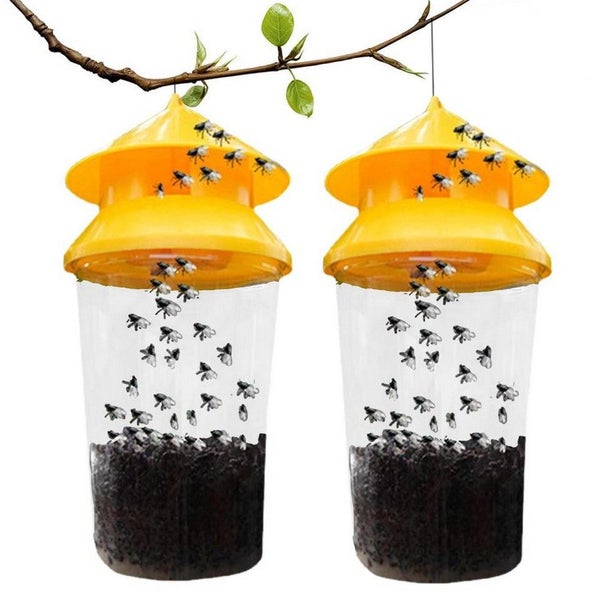 2PCS Fly Traps Reusable Outdoor Bug Catcher Flying Insect Trap for Backyard Camp Carousel 1