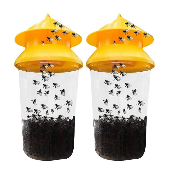 2PCS Fly Traps Reusable Outdoor Bug Catcher Flying Insect Trap for Backyard Camp Carousel 2