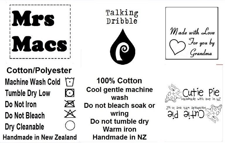 PERSONALISED CARE LABELS FOR CLOTHING - 100 30x40MM Carousel 1