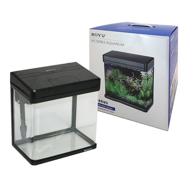 Boyu MS-220 All In One Curved Plastic Aquarium Fish Tank Filter LED 8L Black Carousel 1