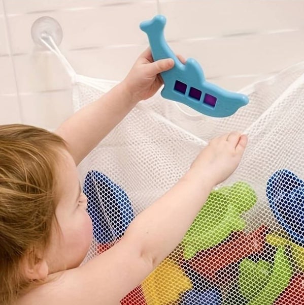2 x White Baby Kids Bath Toys Holder Organiser Hanging Large Bag Carousel 2