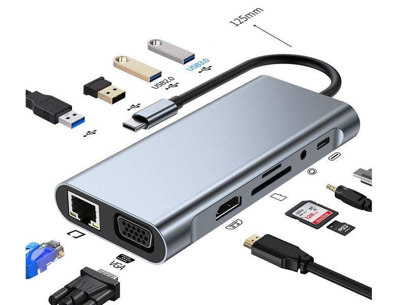 11-in-1 USB-C Hub Adapter Multi-Interface Docking Station Carousel 2