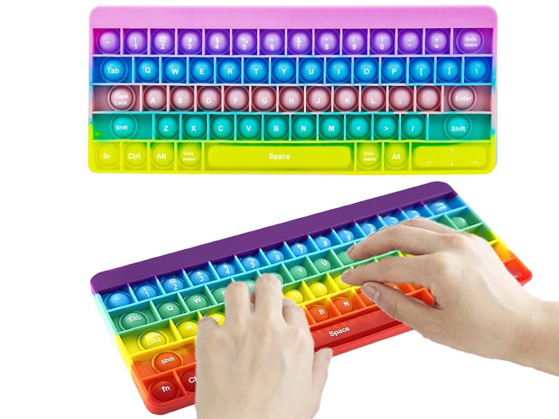 2 X Rainbow Purple Push Pop Keyboard Fidget Toy Bubble Push Pop Stress Reliever Carousel 1
