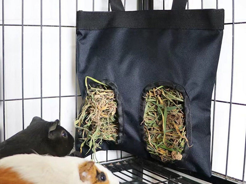 2 Hole Hanging Rabbit Hay Feeder Bag Guinea Pig Hay Bag Feeder Storage Bag Carousel 2