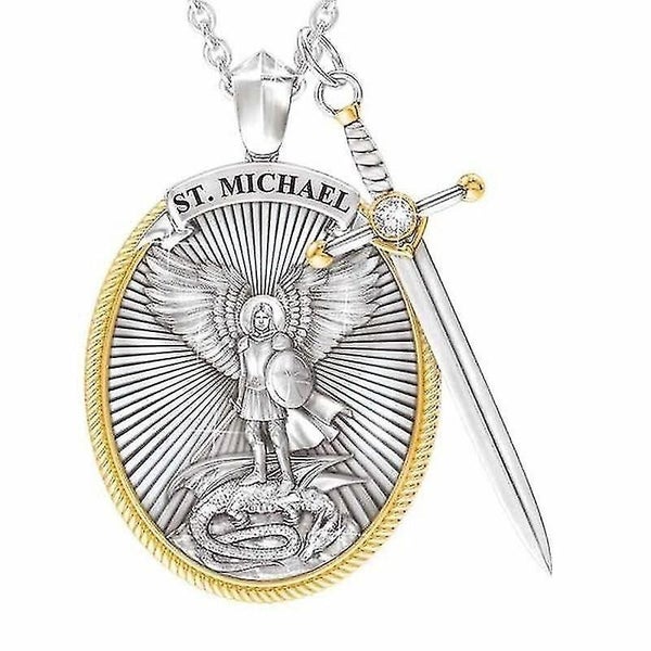 Auspicious-sword Shield Pendant Necklace For Women Men, Archangel Saint Michael Carousel 1