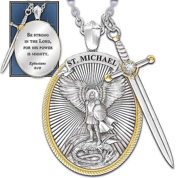 Auspicious-sword Shield Pendant Necklace For Women Men, Archangel Saint Michael Carousel 2