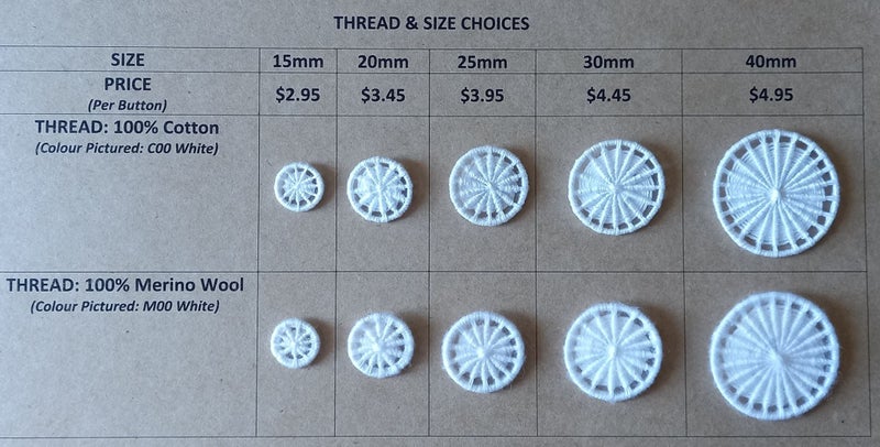 ECO Authentic 100% MERINO Dorset Buttons~15 20 25 30 40mm ~15 Colours~Made in NZ Carousel 2