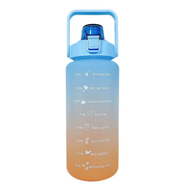 2L Large Capacity Water Bottle with Time Markings Flask Pouch Sleeve - Blue Carousel 1