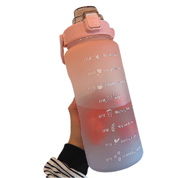 2L Large Capacity Water Bottle with Time Markings Flask Pouch Sleeve - Purple Carousel 4