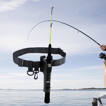 Adjustable Fishing Waist Rod Holder Belt Wading Strap Pole Inserter, Black