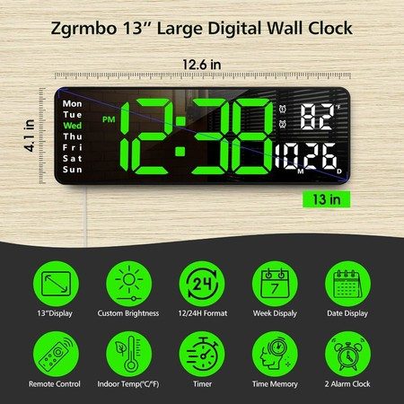 13 In Large LED Digital Wall Clock for Living Room Office Decor Carousel 1