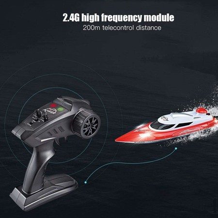 RC Speed Boat Toy, Long Distance Remote Control Boat for Pool and Lakes (Red) Carousel 7