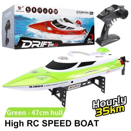RC Speed Boat Toy, Long Distance Remote Control Boat for Pool and Lakes (Green) Carousel 1