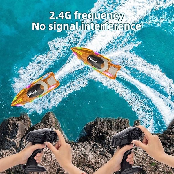 RC Boat for Kids 8 to 12, Fast Remote Control Boat with LED Lights for Adults Carousel 2