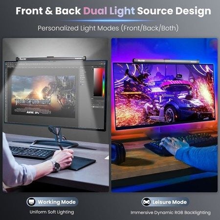 40cm Monitor Light RGB Backlight, Eye Care Dual Light Computer Light Carousel 1