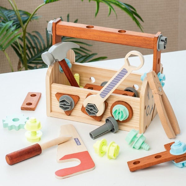 Wooden Tool Set for Kids, Wooden Tool Box for Kids, Educational Building Toys Carousel 1