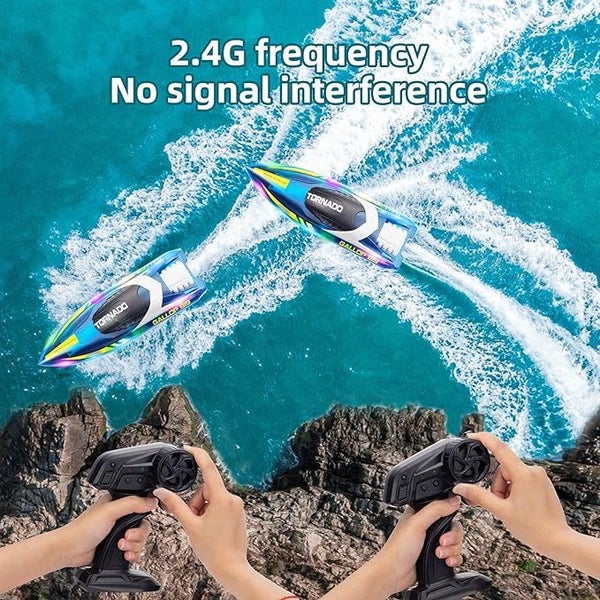 RC Boat for Kids 8 to 12, Fast Remote Control Boat with LED Lights for Adults Carousel 2