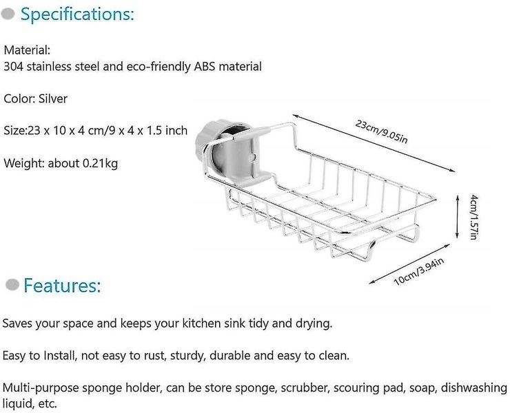 Stainless Steel Kitchen Faucet Non-Slip Storage Rack Carousel 2