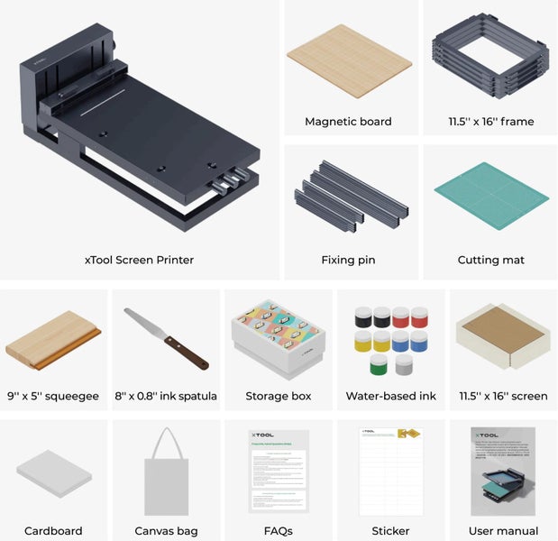 xTool Screen Printer: 1st Screen Printing Solution for Lasers- Multiclor Kit Carousel 2
