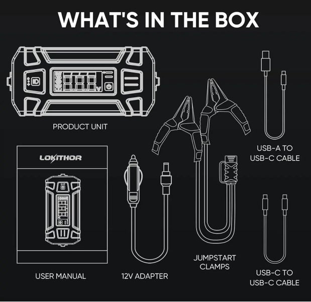 LOKITHOR J402 Jump Starter 3000A 12V 24000mAh Car Starter for Upto 9L Gas and... Carousel 8