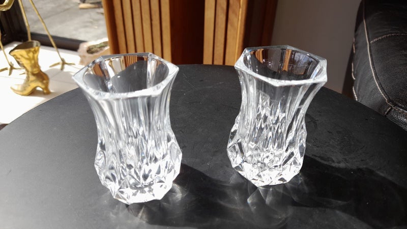 Two Vintage Crystal Candlestick Holders Carousel 1