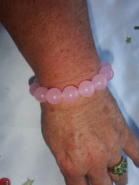 Large Natural 14mm Pink Rose Quartz Ball Bracelet - RQB4 Carousel 4
