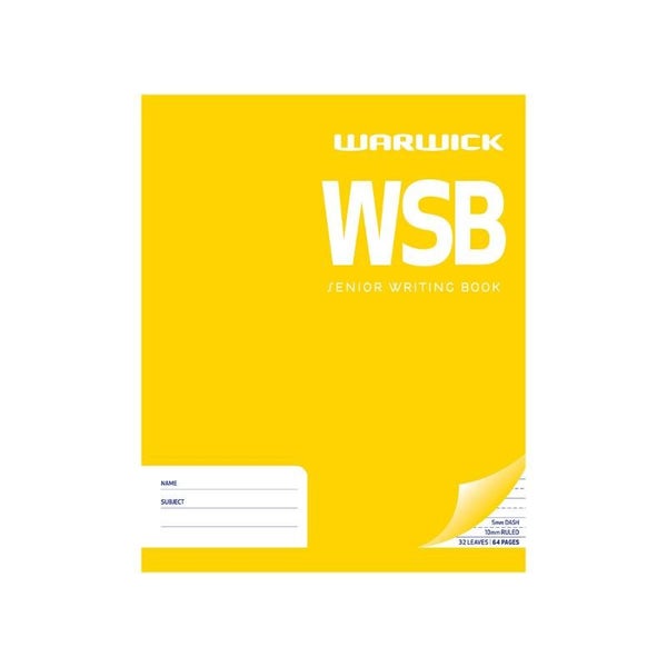 Warwick Senior Writing WSB 40 Leaf Dashed 5mm Ruled 10mm 255x205mm Carousel 1
