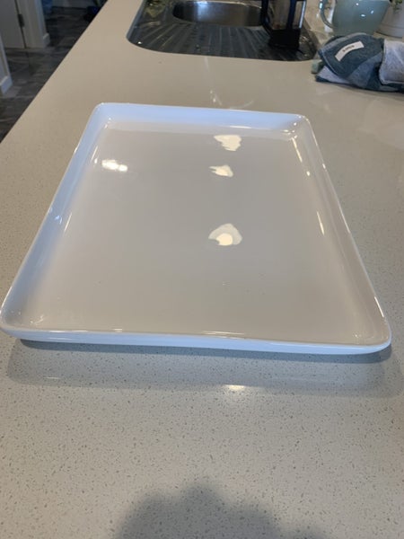 Haven - White Rectangular Table Serving Plate = 1 Bidder & 1 Views Carousel 1