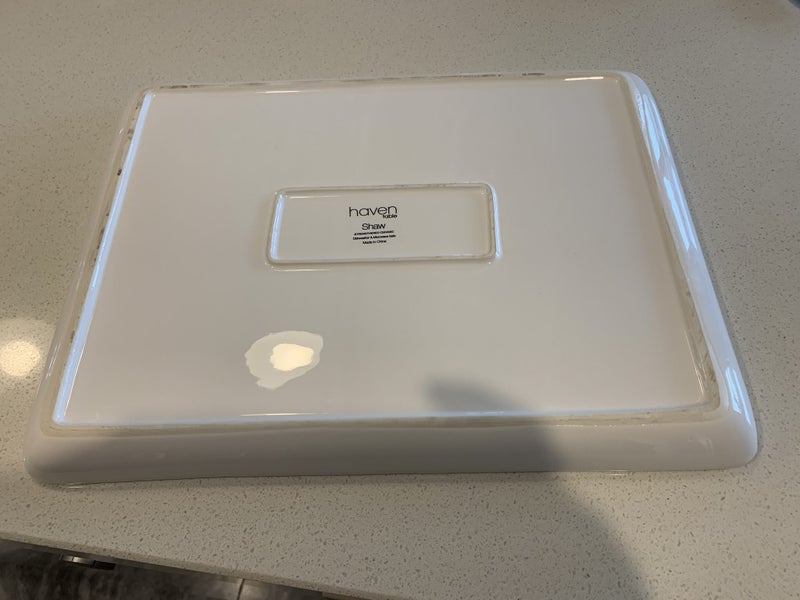 Haven - White Rectangular Table Serving Plate = 1 Bidder & 1 Views Carousel 4