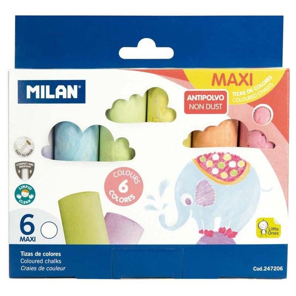 Milan Non Dust Maxi Chalk Pack 6 Carousel 1