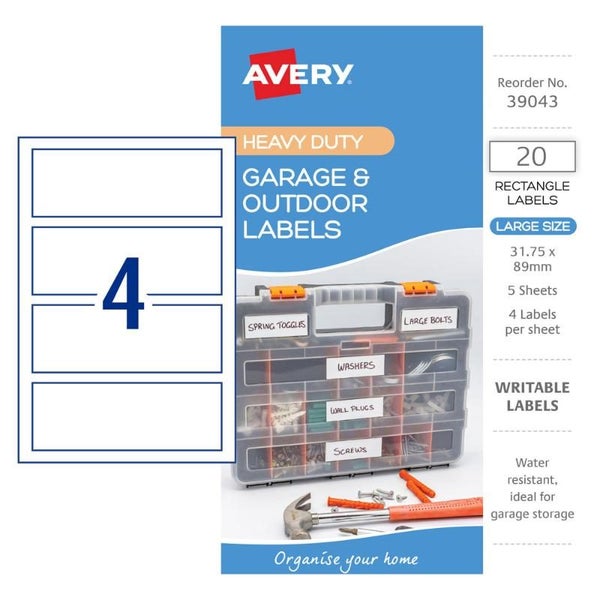 Avery Garage & Outdoor Labels 31x89mm 4up 5 Sheets Carousel 2