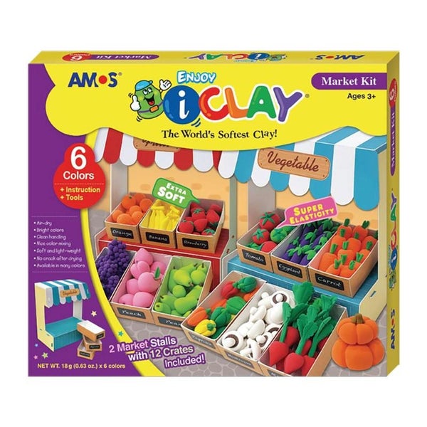 Amos i-Clay Modelling Clay Kit Market Stall 18g x 6 pieces Carousel 1