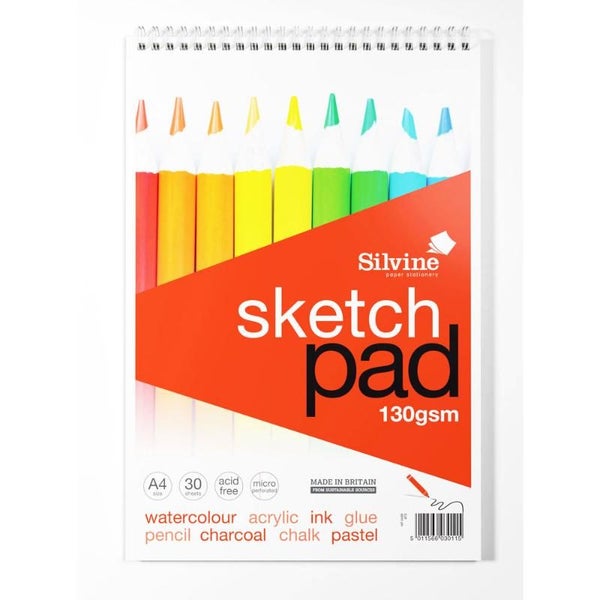 Silvine Sketch Pad Twin Wire A4+ 130gsm 30 Sheets Carousel 1